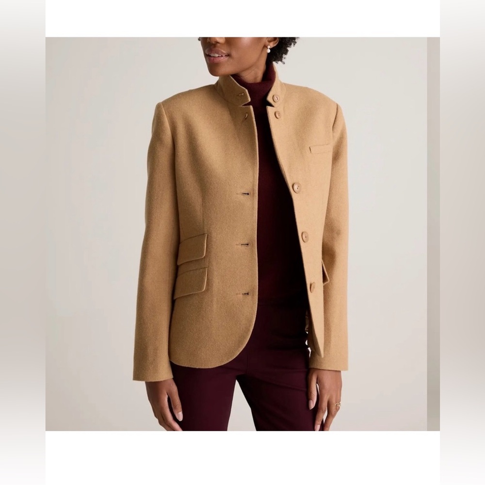 Quince Italian Wool Blazer Small Warm Caramel | Quiet Luxury Tailored Jacket - Picture 8 of 11